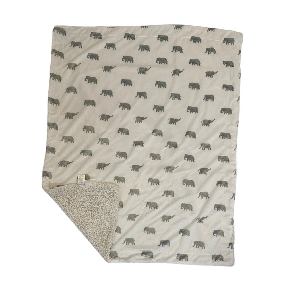 Lila and Jack White Gray Elephant Sherpa Baby Blanket Lovey Security Soft Kids